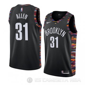 Camiseta Jarrett Allen #31 Brooklyn Nets Ciudad 2019 Negro