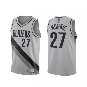 Camiseta Jusuf Nurkic NO 27 Portland Trail Blazers Earned 2020-21 Gris