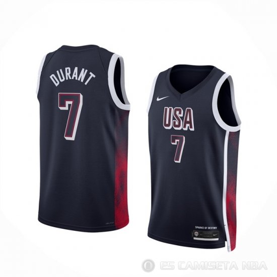 Camiseta Kevin Durant #7 USA 2024 Azul - Haga un click en la imagen para cerrar