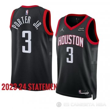 Camiseta Kevin Porter Jr #3 Houston Rockets Statement 2023-24 Negro