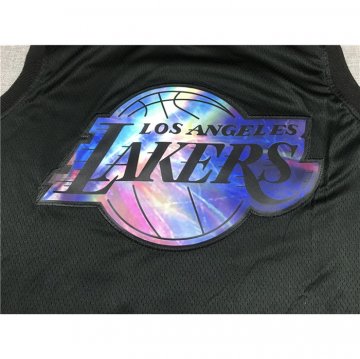 Camiseta Kobe Bryant NO 24 Los Angeles Lakers Iridescent Logo Negro