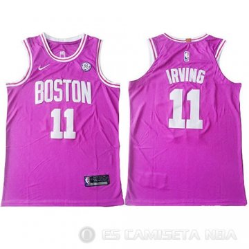 Camiseta Kyrie Irving #11 Boston Celtics Autentico Rosa