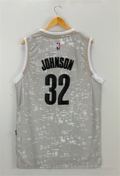 Camiseta Lakers Johnson #32 Luces de la ciudad Gris