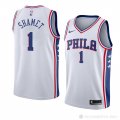 Camiseta Landry Shamet #1 Philadelphia 76ers Association 2018 Blanco