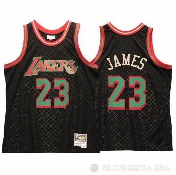 Camiseta Lebron James NO 23 Los Angeles Lakers Mitchell & Ness 2018-19 Negro