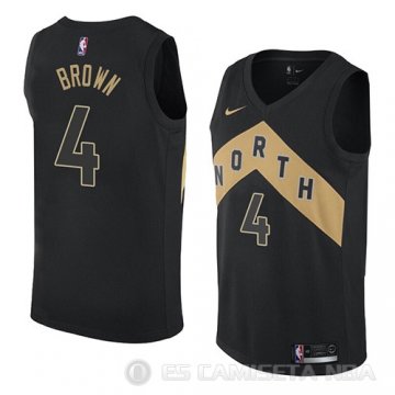 Camiseta Lorenzo Brown #4 Toronto Raptors Ciudad 2018 Negro