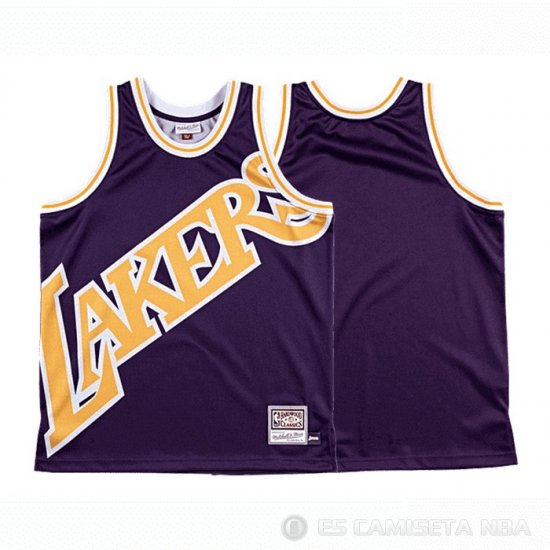 Camiseta Los Angeles Lakers Mitchell & Ness Big Face Violeta - Haga un click en la imagen para cerrar