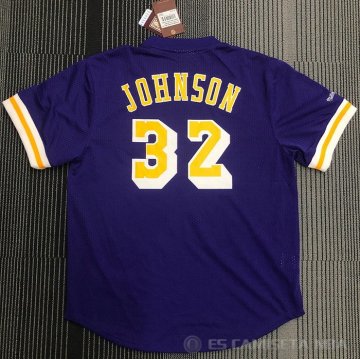 Camiseta Magic Johnson NO 32 Manga Corta Los Angeles Lakers Violeta