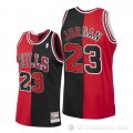 Camiseta Michael Jordan NO 23 Chicago Bulls Split Negro Rojo