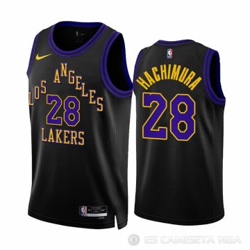 Camiseta Rui Hachimura #28 Los Angeles Lakers Ciudad 2023-24 Negro
