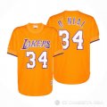 Camiseta Shaquille O'Neal NO 34 Manga Corta Los Angeles Lakers Amarillo