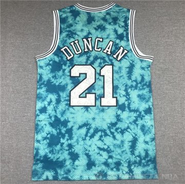 Camiseta Tim Duncan NO 21 San Antonio Spurs Galaxy Verde