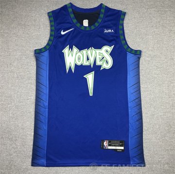 Camiseta Anthony Edwards #1 Minnesota Timberwolves Ciudad 2021-22 Azul
