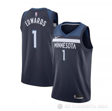 Camiseta Anthony Edwards NO 1 Minnesota Timberwolves Icon Azul