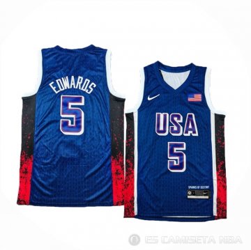 Camiseta Anthony Edwards #5 USA 2024 Azul1