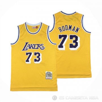 Camiseta Dennis Rodman NO 73 Los Angeles Lakers Mitchell & Ness 1998-99 Amarillo