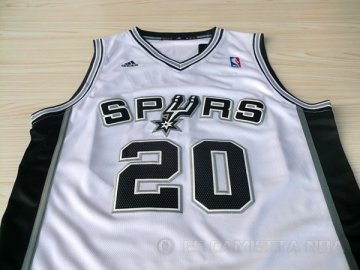 Camiseta Ginobili #20 San Antonio Spurs Blanco