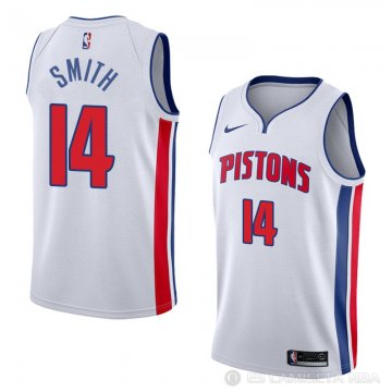 Camiseta Ish Smith #14 Detroit Pistons Association 2018 Blanco