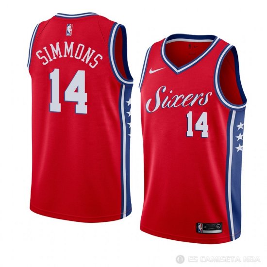 Camiseta Jonathon Simmons #14 Philadelphia 76ers Statement 2018 Rojo - Haga un click en la imagen para cerrar