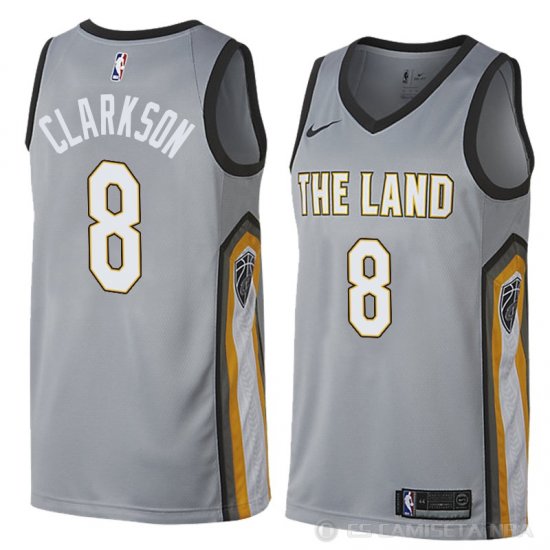 Camiseta Jordan Clarkson #8 Cleveland Cavaliers Ciudad 2018 Gris - Haga un click en la imagen para cerrar