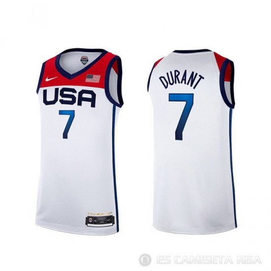 Camiseta Kevin Durant NO 7 USA 2021 Blanco - Haga un click en la imagen para cerrar