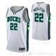 Camiseta Khris Middleton NO 22 Milwaukee Bucks Ciudad 2021-22 Blanco