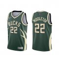 Camiseta Khris Middleton NO 22 Milwaukee Bucks Earned 2020-21 Verde