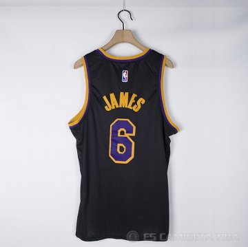 Camiseta LeBron James NO 6 Los Angeles Lakers Earned 2021-22 Negro