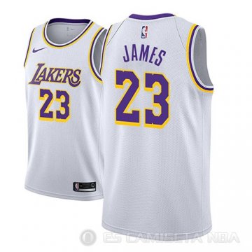 Camiseta Lebron James #23 Los Angeles Lakers Association 2018-19 Blanco