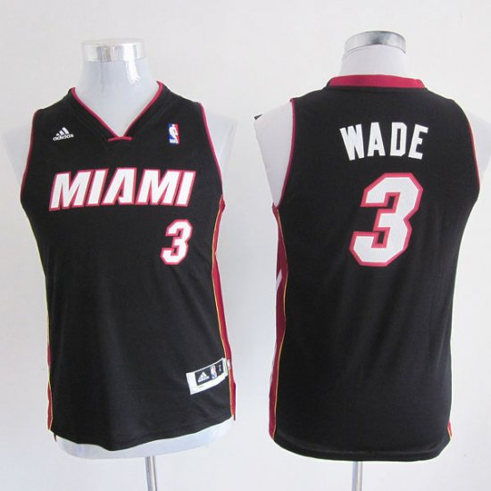 Camiseta Wade #3 Miami Heat Nino Negro - Haga un click en la imagen para cerrar