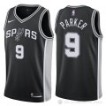 Camiseta Parker #9 San Antonio Spurs Autentico 2017-18 Negro