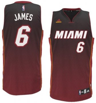 Camiseta James #6 Heats Resuenan Moda Rojo Negro