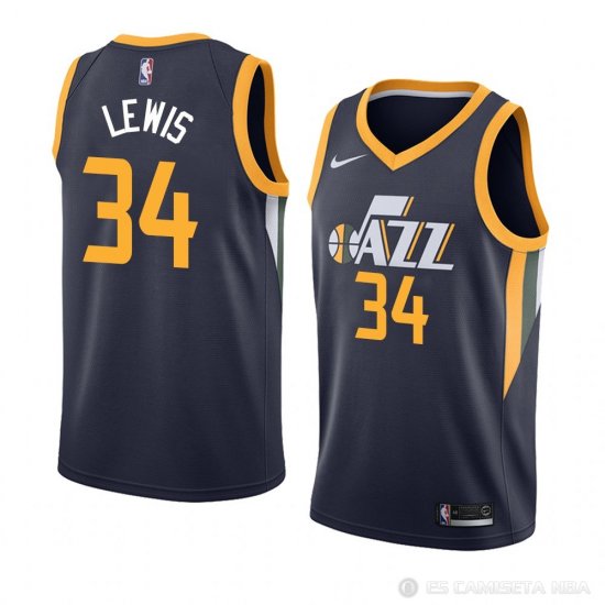 Camiseta Trey Lewis #34 Utah Jazz Icon 2018 Azul - Haga un click en la imagen para cerrar