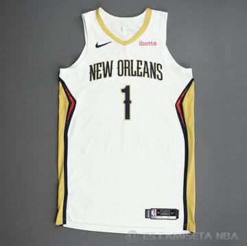 Camiseta Zion Williamson #1 New Orleans Pelicans Association Autentico 2020-21 Blanco