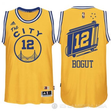 Camiseta Bogut #12 Golden State Warriors Retro City Bus Amarillo