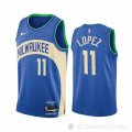 Camiseta Brook Lopez #11 Milwaukee Bucks Ciudad 2023-24 Azul