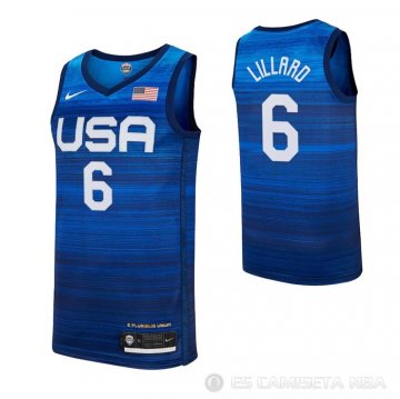 Camiseta Damian Lillard NO 6 USA 2021 Azul