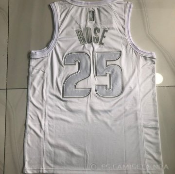 Camiseta Derrick Rose #25 Detroit Pistons MVP Blanco