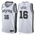 Camiseta Gasol #16 San Antonio Spurs Autentico 2017-18 Blanco