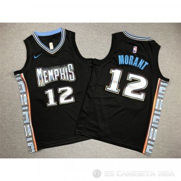 Camiseta Ja Morant #12 Memphis Grizzlies Nino Ciudad 2022-23 Negro