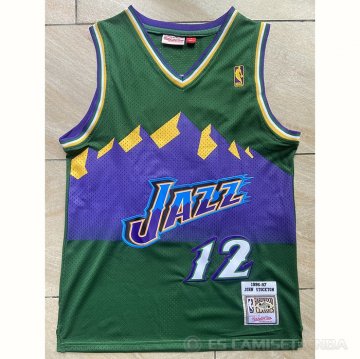Camiseta John Stockton #12 Utah Jazz Mitchell & Ness 1996-97 Verde