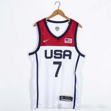 Camiseta Kevin Durant NO 7 USA 2021 Blanco