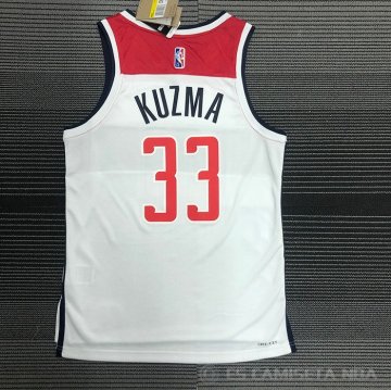 Camiseta Kyle Kuzma NO 33 Washington Wizards Association 2020-21 Blanco