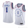 Camiseta Landry Shamet #1 Philadelphia 76ers Earned 2018-19 Blanco