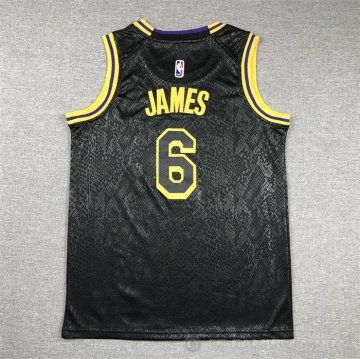 Camiseta LeBron James #6 Los Angeles Lakers Nino Mamba 2021-22 Negro