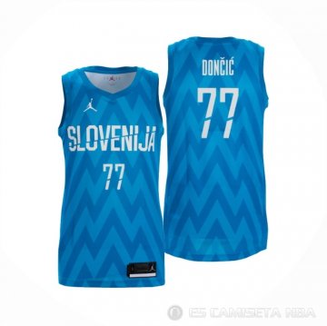 Camiseta Luka Doncic #77 Slovenia Segunda Azul