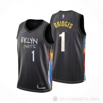 Camiseta Mikal Bridges #1 Brooklyn Nets Ciudad 2022-23 Negro