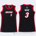 Camiseta Wade #3 Miami Heat Mujer Negro