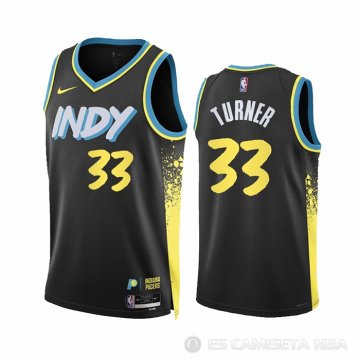 Camiseta Myles Turner #33 Indiana Pacers Ciudad 2023-24 Negro