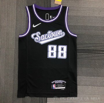 Camiseta Neemias Queta NO 88 Sacramento Kings Ciudad 2021-22 Negro